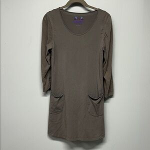 Gudrun Sjoden Tunic Blouse Size Small Cotton Stretch Pockets Grey Laneglook